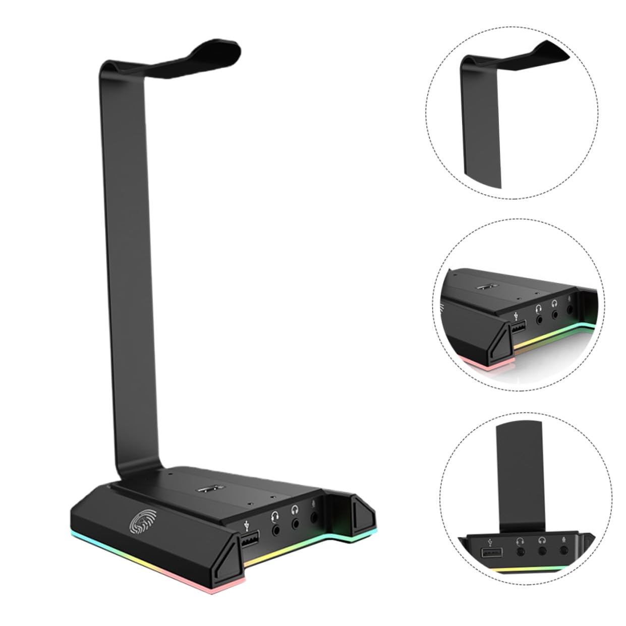 Amosfun Soporte De Escritorio Carga Usb Auriculares Rgb Para Gaming y Oficinas