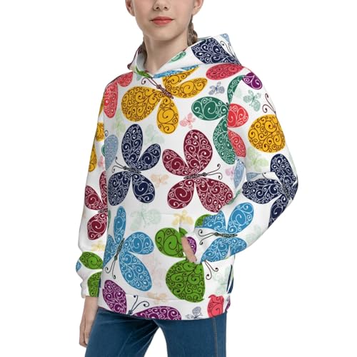 Colorful Butterflies Kid Hoodies Boys Sweatshirts Girls Pullover with Pocket2