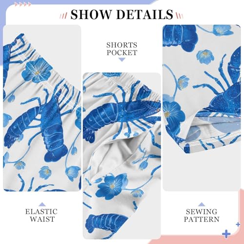 ALAZA Lobster Flower Blue Pajama Lounge Pants Long Sleep Pajama Bottoms with Pockets4