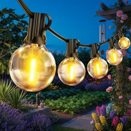 LED Lichterkette Außen 20m Warmweiß IP44 Wasserdicht für Balkon Terrasse Garten Außenbeleuchtung mit Glühbirnen für Garten Deko