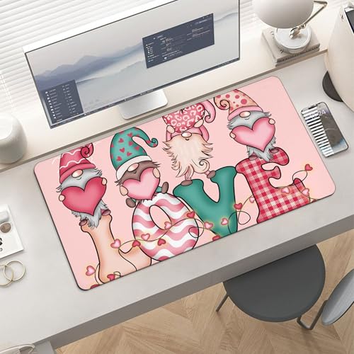 Image of Valentine Dwarf Love Extended Gaming Mouse Pad, with Stitched Edges Large Mouse Pad Desk Protector, Rubber Base Mousepad Keyboard Mouses Mat for Work Game Office Home 32 inchX16 inch,E57