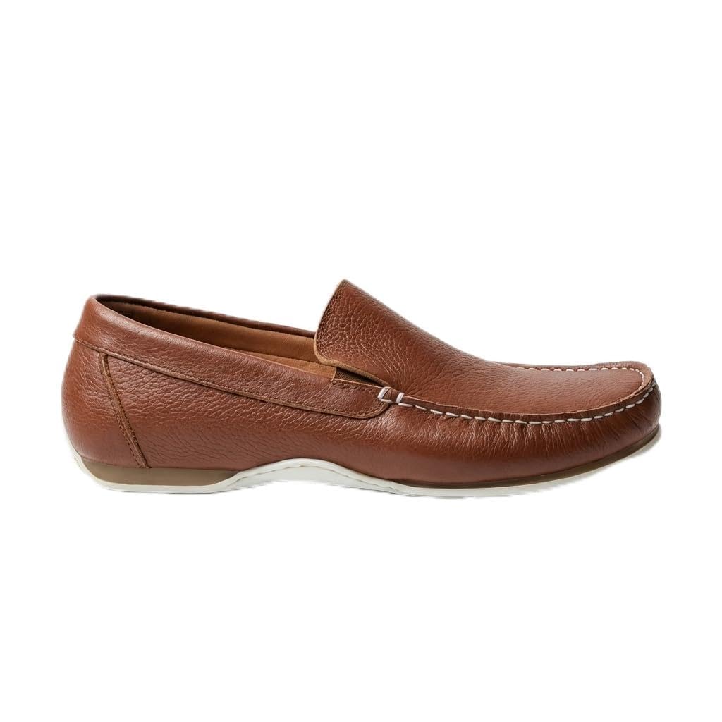 Mocassini da Uomo in Pelle Senza Lacci con Suola Sportiva | Scarpe casual estive a punta tonda con cuciture a vista, ideali per tempo libero, viaggio e abbinamenti quotidiani