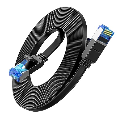 UGREEN Ethernet Cable Cat 8 15M Gigabit Network Cord 40Gbps 2000MHz High-Speed Internet Wire Flat Double Shielded LAN Cable RJ45 Connector Compatible with Gaming Switch PS4 PS5 PC Router TV Xbox