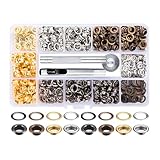 ハトメ 5mm 両面 穴あけ 打ち具 レザークラフト 金具 工具 キット 4種色400組 底鋲 打ち具 手芸 丸形 布革細工 DIY パーツ 収納ケース付き