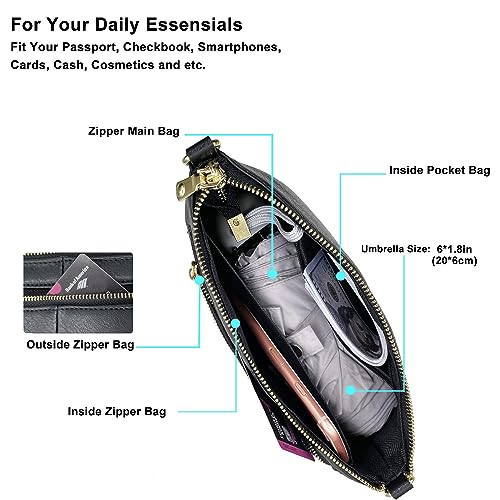 Small Crossbody Clutch Purses Bags for Women Wristlet Wallet Vegan Shoulder Handbags Guitar Strap + Leather Strap4