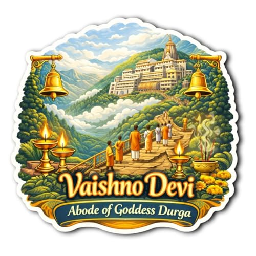 Image of Wooden Fridge Magnet Stickers for Refrigerator, Door Magnet Stickers, Multipurpose Office Magnets | Best Souvenir Gift | Home Office Fridge Decoration Items (Vashno Devi)