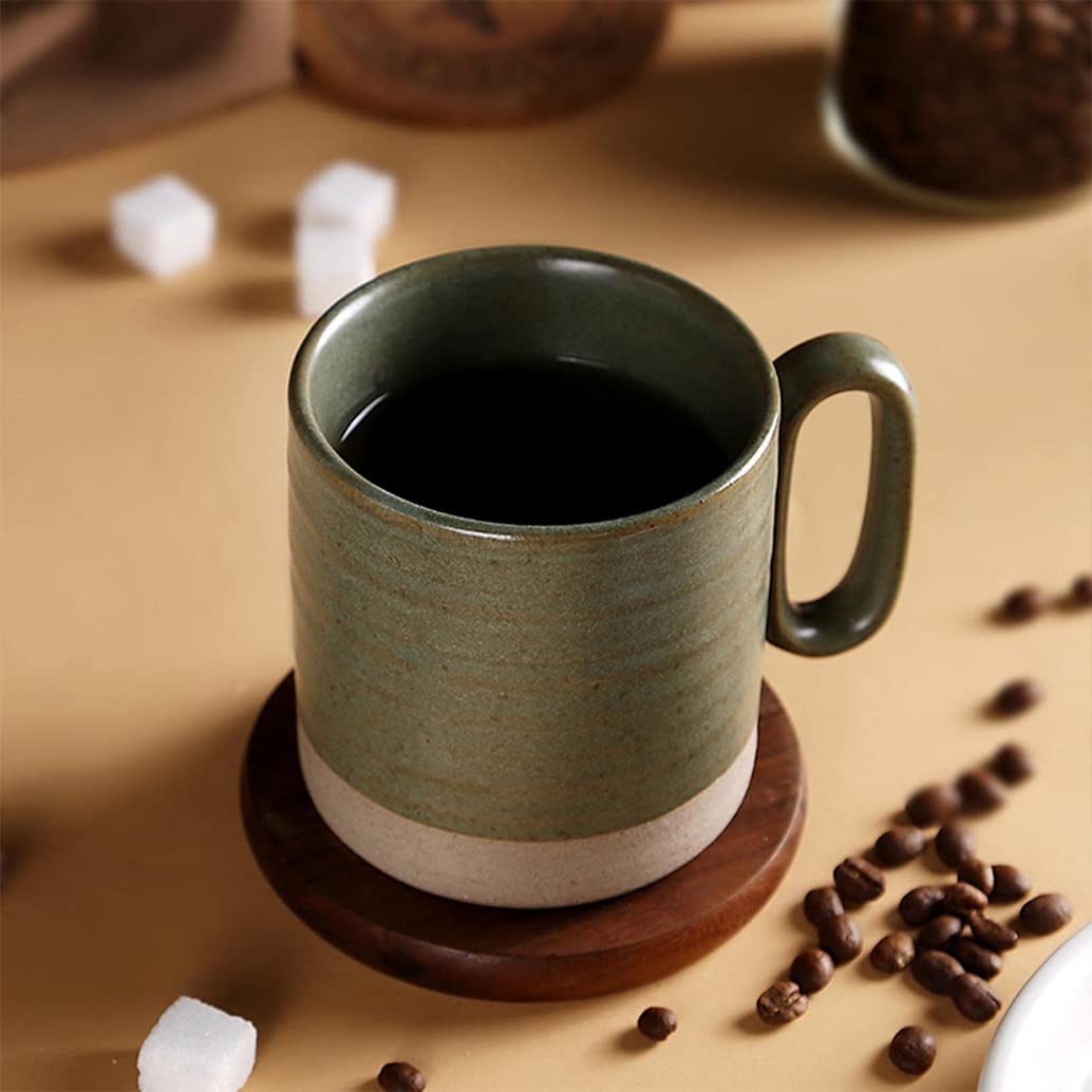 Duże ceramiczne kubki do kawy, ręcznie robiony kubek ceramiczny, japońskie retro kamionkowe kubki do herbaty z uchwytem do biura i domu, można myć w zmywarce i używać w kuchence mikrofalowej, biały 1-400 ml