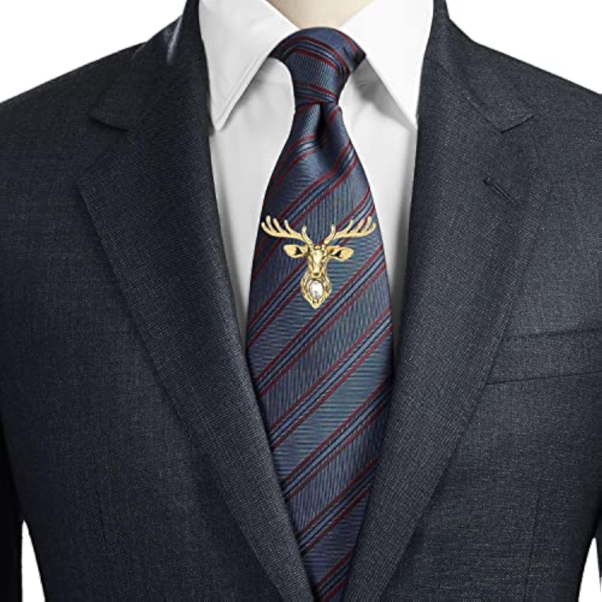 Golden Classic Deer Design Lapel Pin, Elegant Brooch