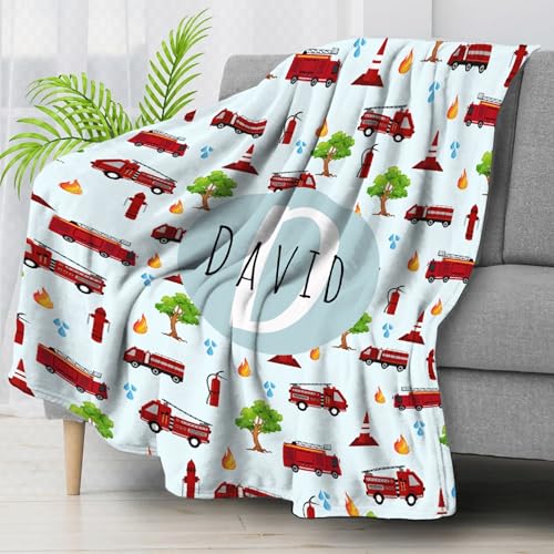 Image of Fire Truck Pattern Blanket Gifts Fire Truck Pattern Throw Blankets for Boys Girls Super Soft Fleece Flannel Air Conditioning Fire Truck Pattern Blanket for Couch Bed 50x40 in for Kid