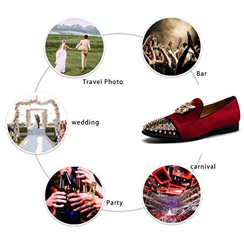 Jitai Mens Leather Shoes Pattern Printing Mens Dress Loafer Shoes Slip-On Casual Loafer Smoking Slipper Red/12 8 Us #TOP4