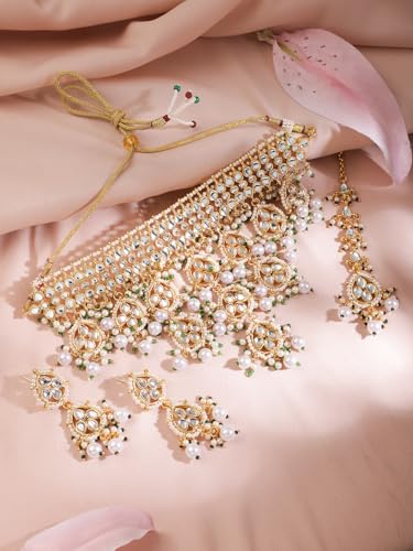 Image of Rubans Beads Necklace Set Gold Plated Traditional Jewellery Gift for Women & Girls