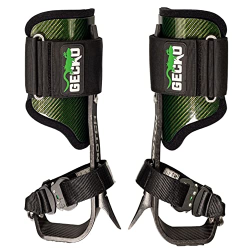 Notch Gecko Carbon Fiber 2.0 Climbers Includes Tree & Pole Gaffs, Quick Connect Straps, Adjustable Upper Cuffs, Rubber Stirrup Sole Plate, 4.7 lbs. Total Weight Limit: 350 lbs. (52142T)