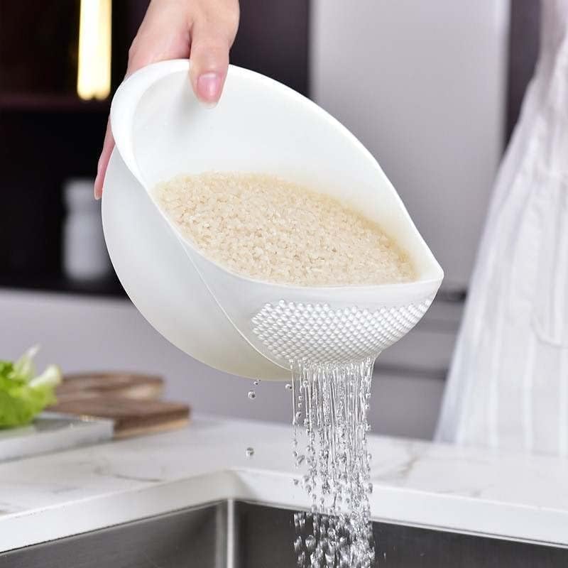 Colador de plástico para lavar arroz y granos, blanco miniatura 3