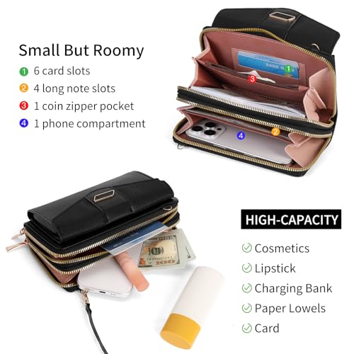 Small Crossbody Bag for Women Cell Phone Purse Women's Shoulder Handbags Double Zipper Wallet Purses with Card Slots3