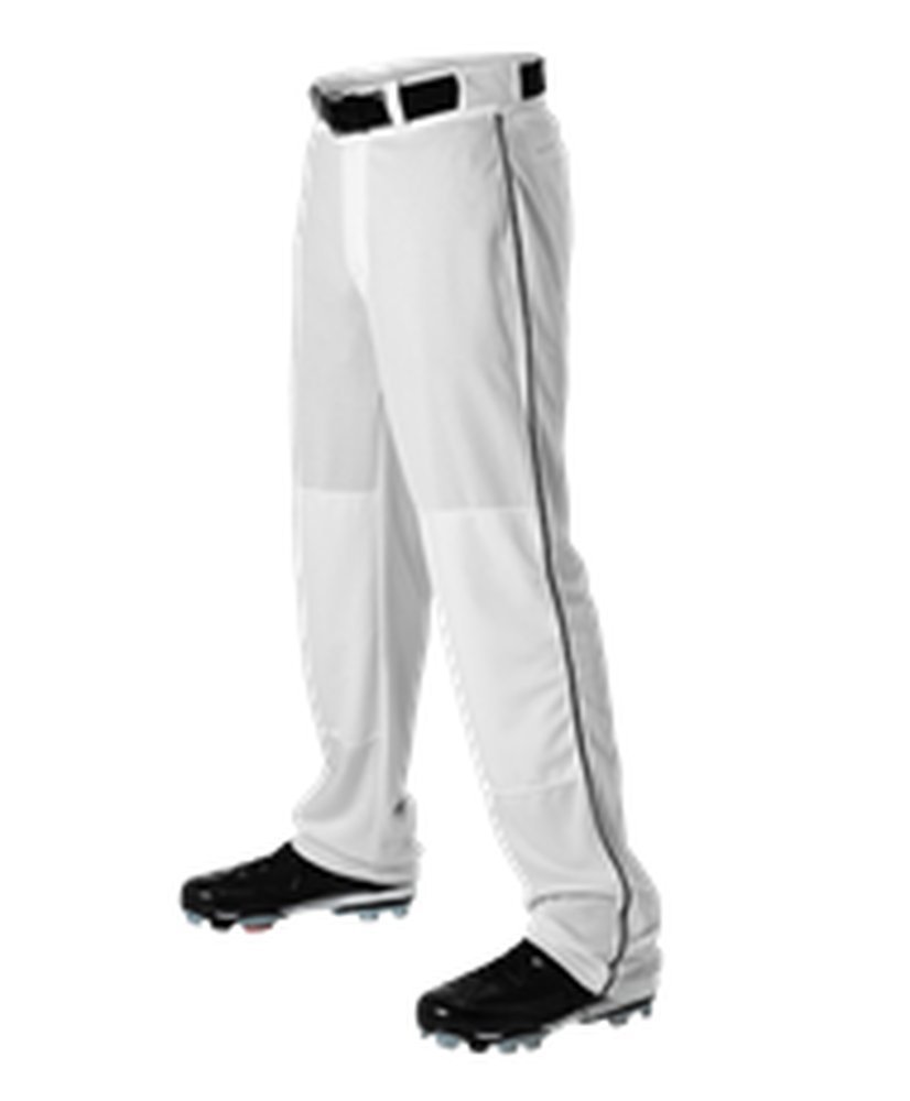 Alleson Adult Baseball Pant with Braid White, Black XL 605WLB 605WLB-WHBK-XL