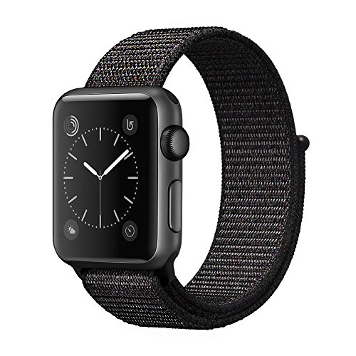 COVERY コンパチブル apple watch バンド，スポーツループバンド 新しいナイロン アップルウォッチバンド 軽量通気性 コンパチブルiWatch通用ベルト apple watch series 4/3/2/1に対応 （ブラック，42mm,44mm）