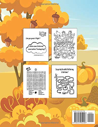 Thanksgiving Activity Book for Kids: Thanksgiving Activities with Funny Thanksgiving Turkey Cover | Best gift for Kids or Teens with Thanksgiving Riddles, Coloring Pages, Mages and Word Search. image 3