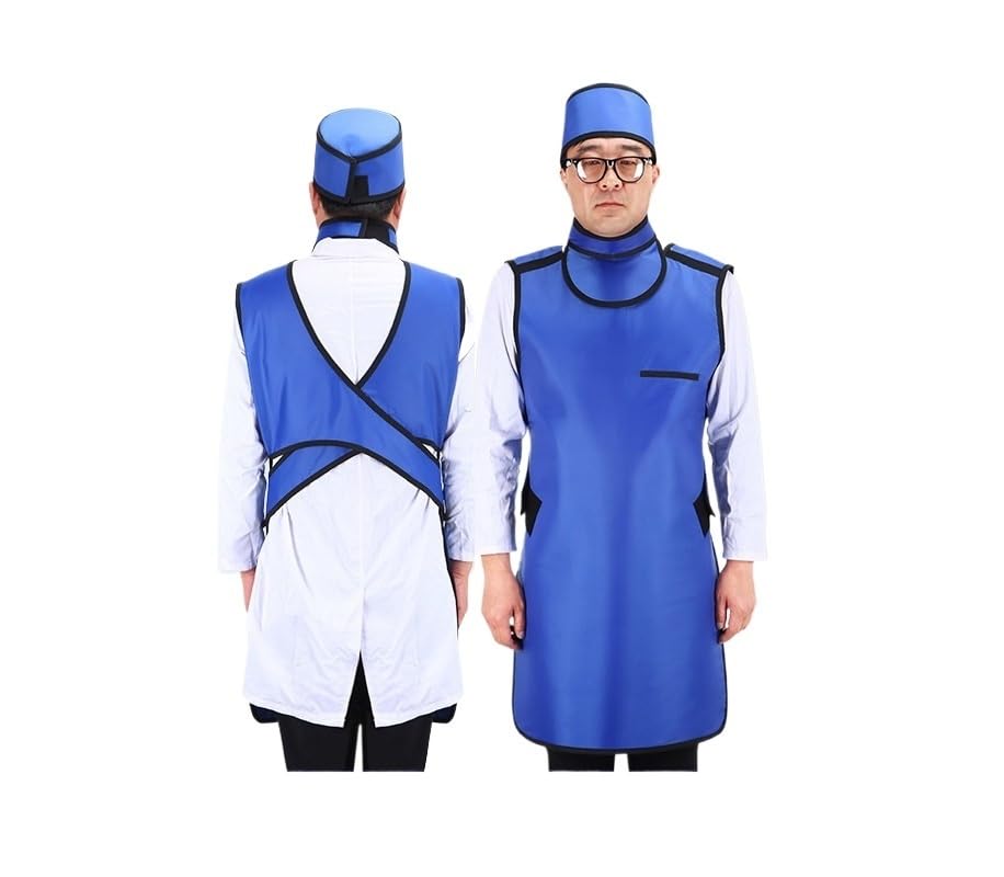 Tablier Plombé Rayons X Protection Radiologique, 0.5mmpb/0.35mmpb avec Protège-Thyroïde et Calot, Vêtement de Protection Médicale pour Dentiste et Radiologie(0.35mmpb Collar)