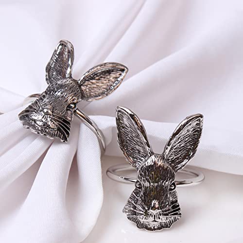 Dous Easter Rabbit Napkin 4Pcs Alloy Napkin S For Wedding Napkin Buckles For Mother's Day, Easter Party, Dinner, Wedding, Table Decoration #TOP1