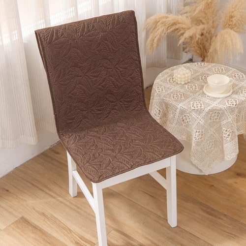 Image of HOMETHREADS Non-Slip Chair Cover-Universal Fit for Kitchen & Dining Chairs-Cushioned Comfort - Stylish Machine Washable Seat Cover -145x45Cm (Brown, Pack of 6)