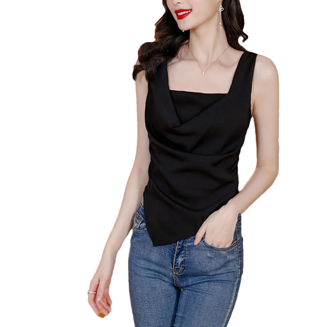 Top corto asimmetrico da donna, schiena scoperta, spalle scoperte, slim crop top