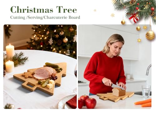 Tabla de cortar de madera en forma de árbol de Navidad miniatura 6