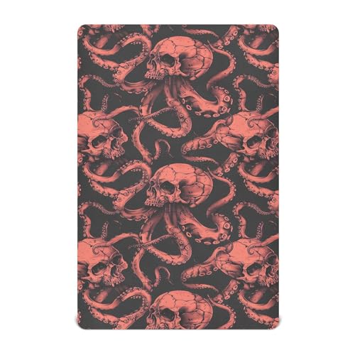 Baby Red Skull Octopus Fitted Crib Sheet for Boys Girls,Toddler Bed Mattress Sheets,Fits Standard Size Crib Mattress 52 * 28 * 9in 202b5376