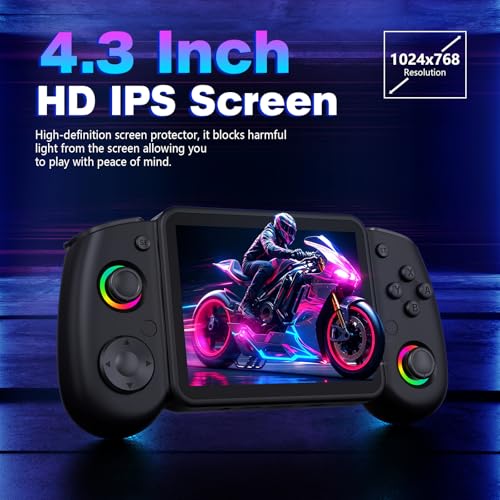 Image of RG43H Pro Retro Handheld Game Console, 4.3 Inch Retro Gaming Console with 4000mAh Battery, RK3562 Opensource Hand Held Games Console, EmuELEC&RGBOX Dual Systems Video Console, HDMI TV Output, Black