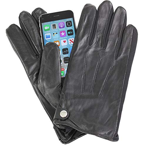 Isotoner A70108 Men's Smartouch Touchscree Leather Gloves Black XL, X-Large
