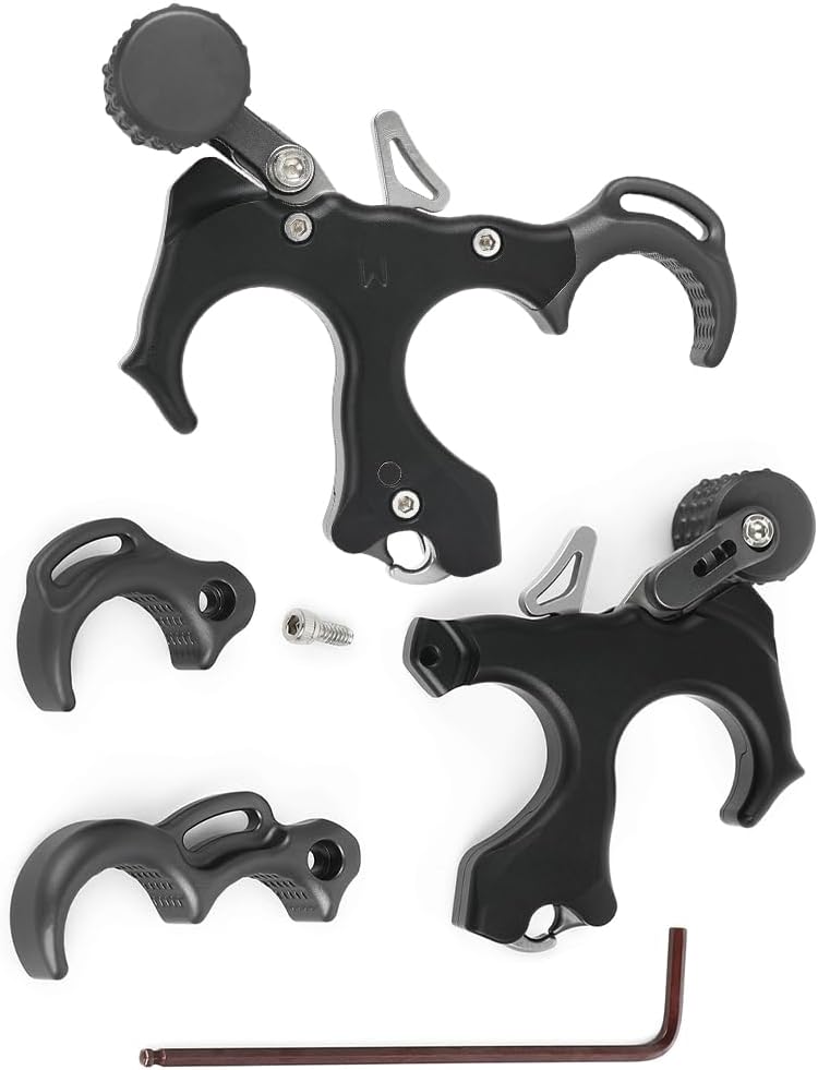 Compound Bow Release Aid - 4 Finger Design, Aluminum Trigger Grip for Archery Hunting & Target Shooting