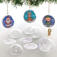Baker Ross Christmas Colour in Baubles – Pack of 8, Bauble Craft Kits for Kids, Make Your Own Christmas Decorations (AX478)
