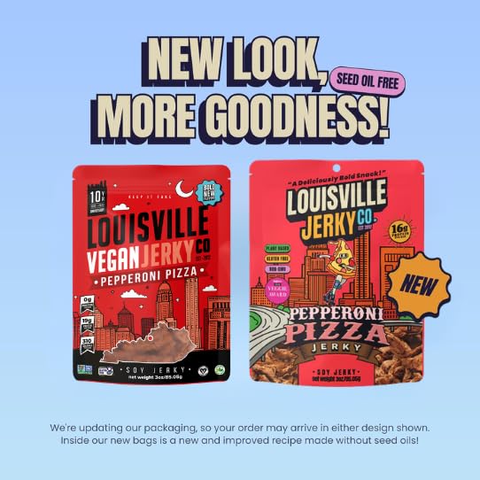 Image of Louisville Jerky Co. Pepperoni Pizza Vegan Jerky, 3 oz, 3-Pack