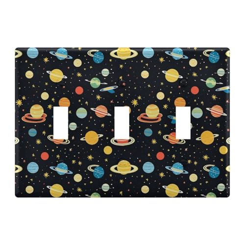 Light Switch Cover Outer Space Planet Wall Plates for Electrical Outlets 3 Gang 202a8757