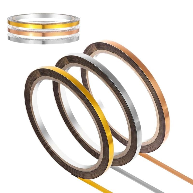 Image of METABOX Golden Tape (1CM x 50M) - Self-Adhesive Tiles Gap Foil Line Border Tape| Mirror Finish| DIY Craft| Decorative Floor Sealing Strip, Seam Sticker, Golden Patti for Home, Wall, Ceiling & Cabinet.