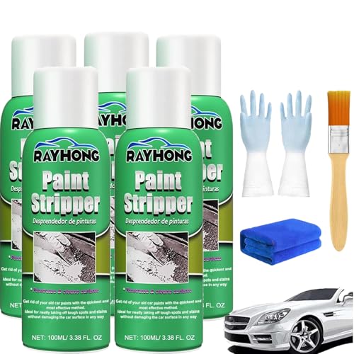 Rayhong - Decapante de pintura Ray Hong con cepillo, removedor de pintura Rayhong para pelar ruedas y limpieza de superficies metálicas para el hogar (5 unidades)