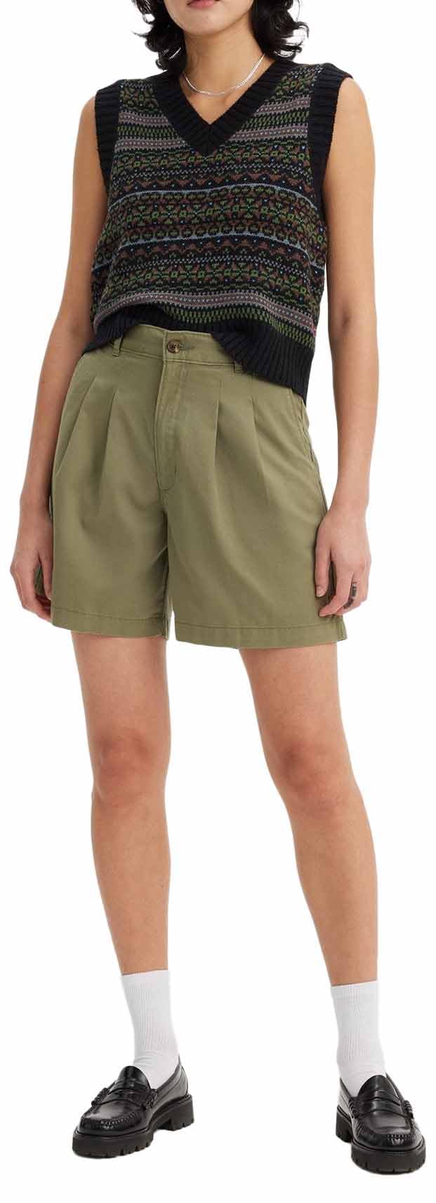 Levis Women's Tan Levi's Pleated Trouser Short Deep Lic  26 L32