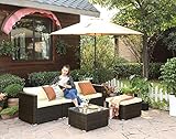 Gartenmöbel-Set 5-teilig aus Polyrattan handgeflochten Gartensofa Gartentisch mit Glasplatte - 9