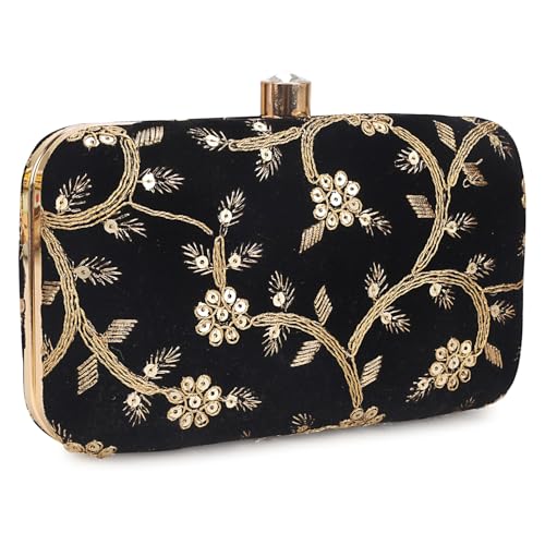Image of LONGING TO BUY Hand Crafted Designer Box Clutch - Zari Embroidery For Women