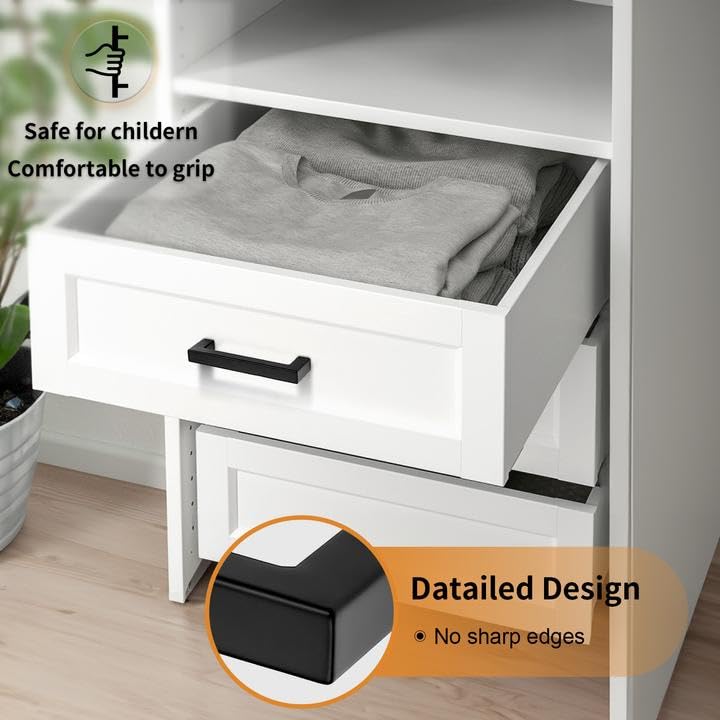 Probrico Paquete de 30 tiradores de barra negra mate para gabinetes de 3-3/4 pulgadas, tiradores cuadrados de acero inoxidable para cajones de tocador, dormitorio, armario, cocina, muebles modernos