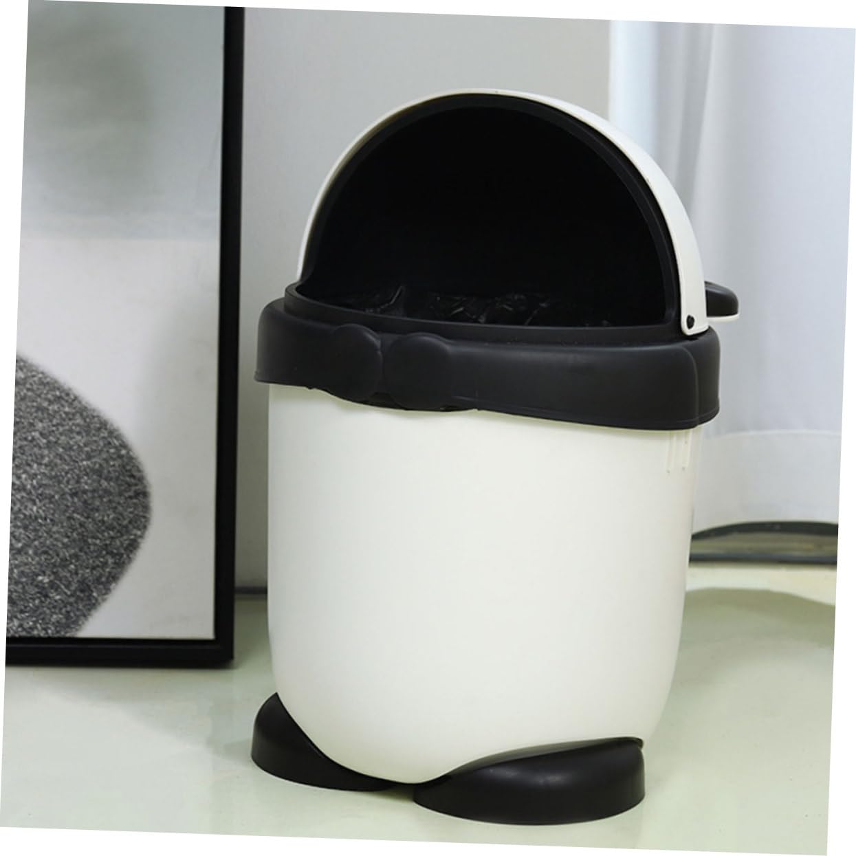 Trash Can Lid Cartoon Panda Garbage Bin Creative Decor Tiny Trash Bin for Desk
