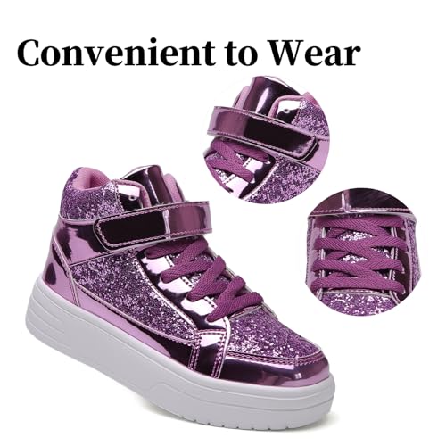 Nihaoya Unisex Kids High Top Sneakers Fashion Glitter Girls Running Shoes Casual Athletic Party Toddler Boys Tennis Shoes2