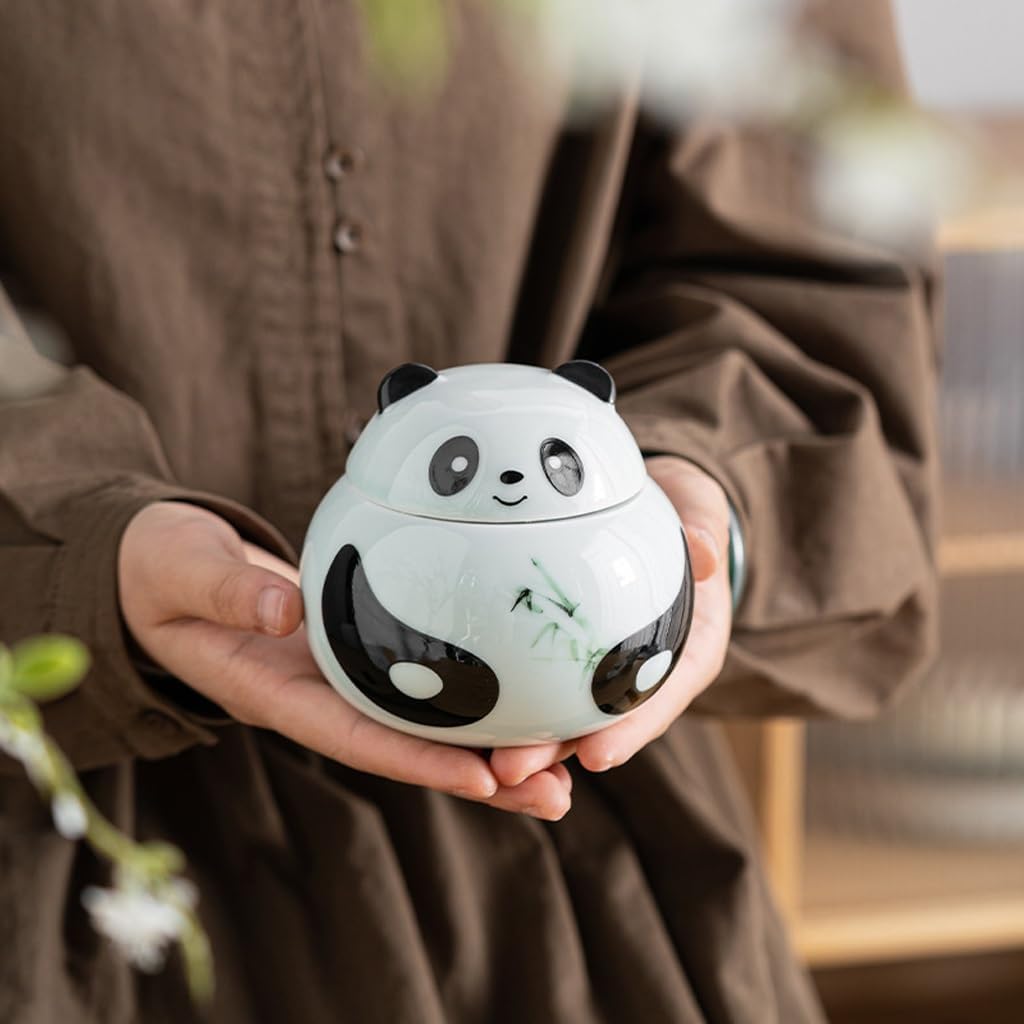 SONGCHAO Sugar Jar Creative Panda Tea Can, Ceramic, Travel Warehouse, Storage Tea Canister