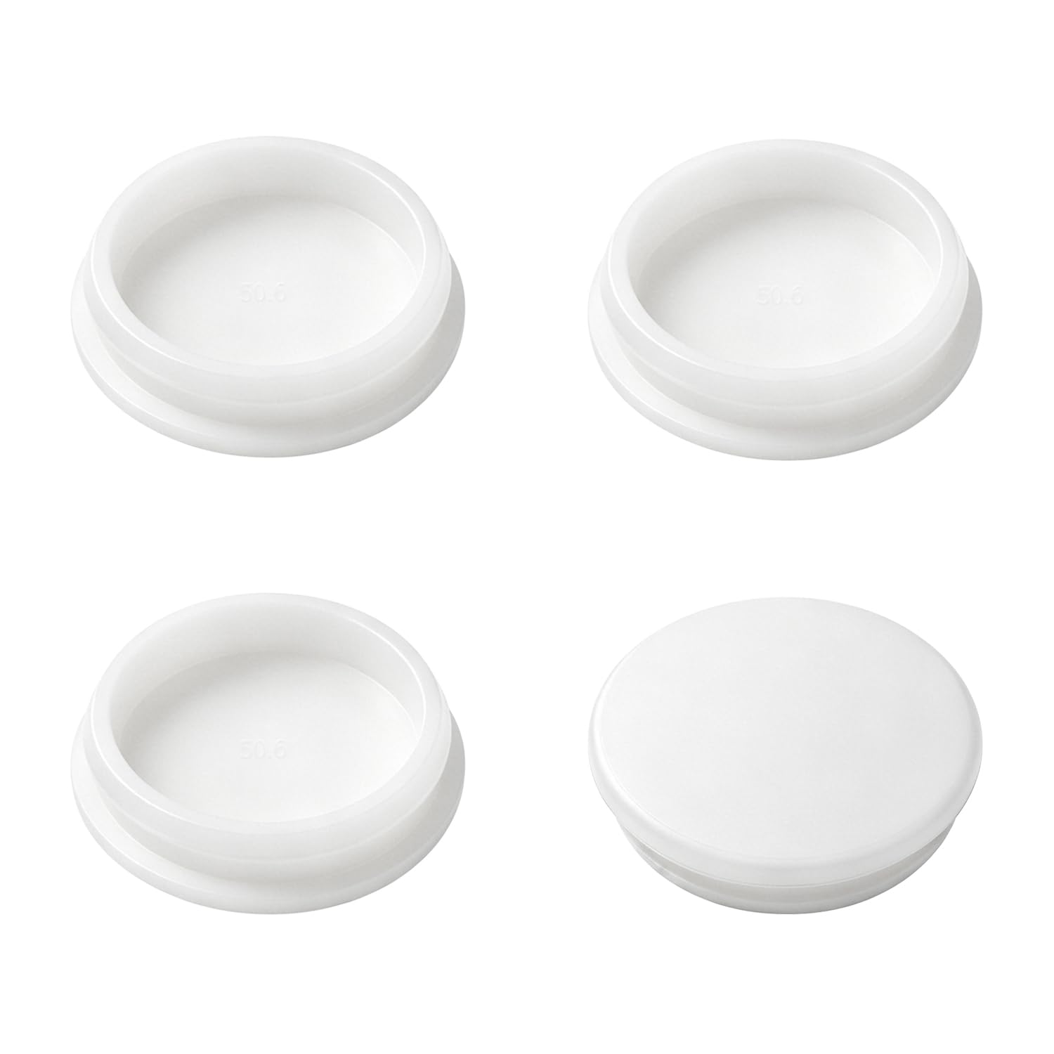 4PCS 2inch Rubber Plugs for Round Holes, 50.6mm White Hole Plugs Snap Locking, Used for Furniture DD044-50.6W