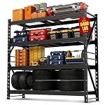 WORKPRO 77" Extra-Width Garage Shelving Units, 6400LBS Heavy Duty Utility Shelves, 4 Tier Industrial Adjustable Metal Storage Rack for Warehouse Shop Basement Organizers, 77”W x 24”D x 72”H
