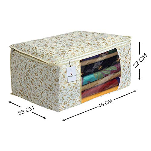 Image of Kuber Industries Shining Metalic Print 6 Piece Non Woven Saree Cover Set, Brown