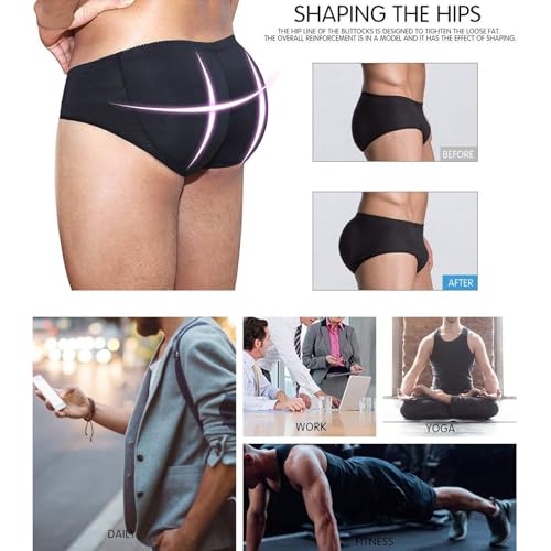 Mens Booty Lift Briefs Padded Enhancer Butt Push Up Underwear Shapewear with Hip Removable Pad3