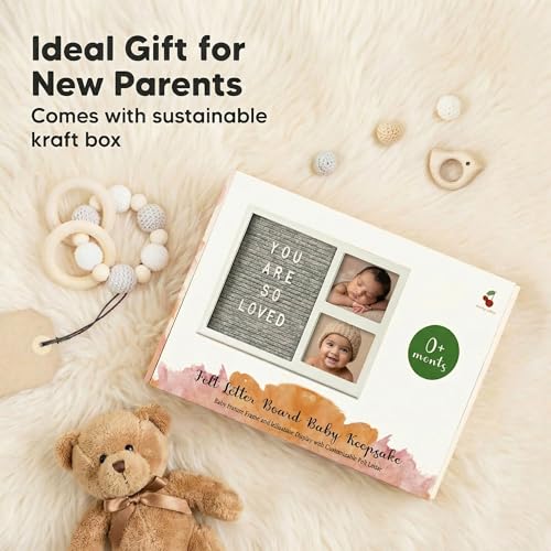 Image of a baby cherry - Baby Picture Frame with Announcement Message Felt Board & Letterboard Letters | My First Year Picture | Ultrasound Picture Frame | white