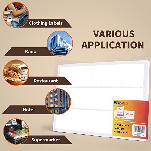 Adhes 2-3/7"X 1-1/5"(62Mm*31Mm) Direct Thermal Labels, 1000 Sheet Address Label, Labels Stickers For Printer, Compatible With Thermal Printer, Barcodes Labels, Per Sheet 27 Labels, 10Packs #TOP6