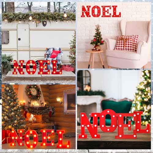 VIHOSE 4 Pcs Christmas LED Letter Lights Noel, Battery Powered Sign – Image 5