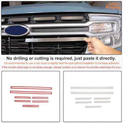 Image of 7Pcs Car Front Bumper Grille Covers Compatible with Ford Maverick 2022 Front Grille Mesh Inserts Trim Cover Front Grill Mesh Inserts Clip-in Grille Guard Car Air Inlet Vent Grille Cover Accessories
